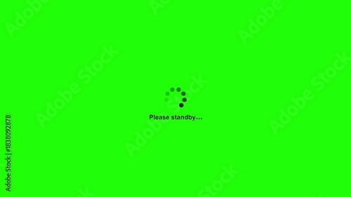 Animated loading spinner with text Please standby. Spinning waiting icon on background. Loading circle animation. Seamless Loop