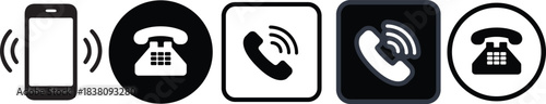 Phone icons . Contact us symbol. Call sign. Cell phone pictogram isolated on white back. Ringing phone simple icon set. Smartphone ringing. Phone sign. Vector illustration.