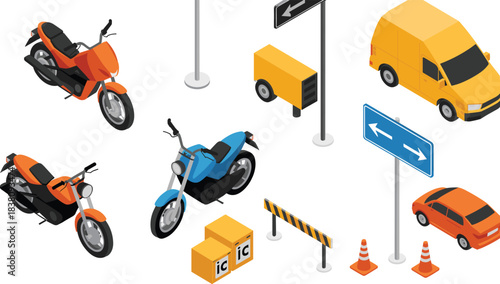 Isometric meat market display, butcher counter illustration, supermarket meat section, retail food showcase, beef and pork products, grocery store