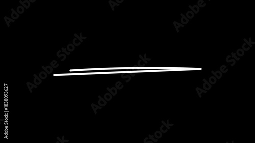 Hand-drawn white underline highlighter animation, sketching elements on a transparent background. highlight line animation. underline highlighter 4k loop animation with alpha channel 