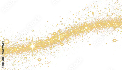 Wavy luminous golden dust trail transparent PNG overlay