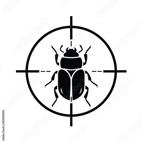Bug in crosshairs target, symbolizing pest control or insect eradication vector