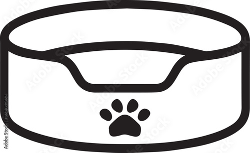 A cozy pet bed adorned with paw prints, offering a haven of comfort for a beloved animal companion.