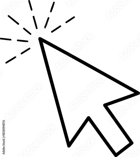 Simple hand drawn cursor clicking with sparkle effect