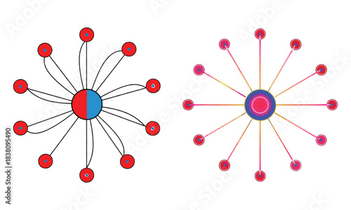 Abstract network diagrams illustrating data flow, connection, and communication