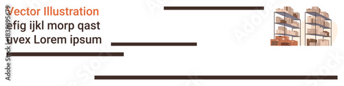 Logistics, inventory management, supply chain, storage solutions, commercial spaces, shipping operations. Multiple shelves filled with boxes. Logistics and inventory management concepts