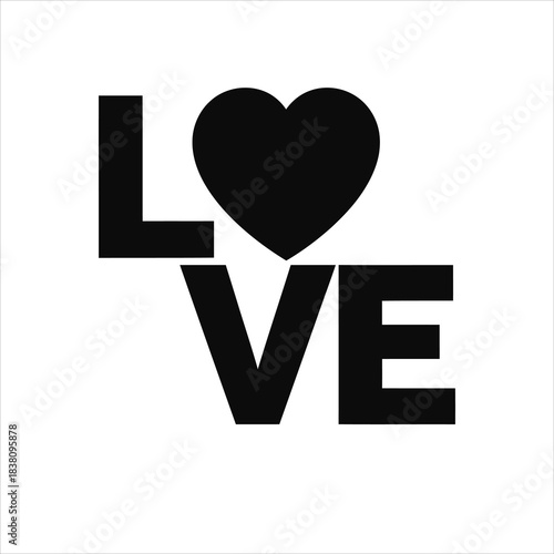 Black and white graphic design spelling out the word love