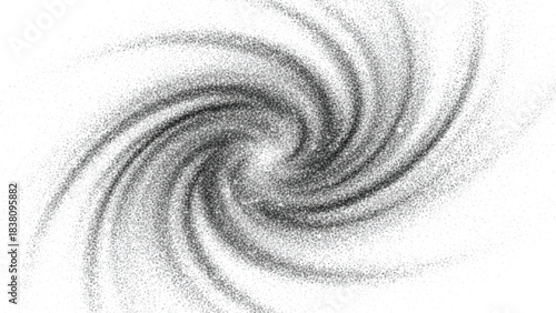 Abstract spiral galaxy. Star dust vortex. Swirl tornado effect. Black and white magic light effect with star dust background. Spinning particles on transparent background. Shiny stardust for game asse