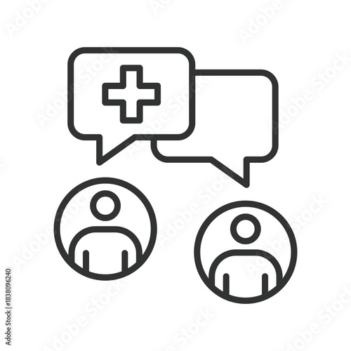 Online consultation, icon in line design. online consultation, digital healthcare, two users on white background vector. Online consultation editable stroke icon