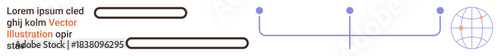 Global networking, data sharing, digital communication, internet connectivity, information systems, visual frameworks. Lines connecting to a globe global networks and text elements. Networking