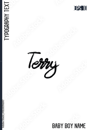 Terry   -Male Names Vector Creative Brush Typography Text Handwritten Lettering