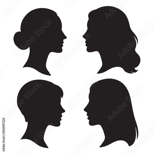 Woman heads in profile vector