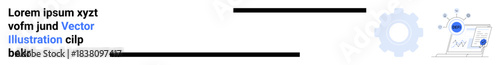 Data analysis, digital tools, business strategy, technological progress, software development, innovation. Gear and chart symbol with nodes. Data analysis and digital tools symbolism