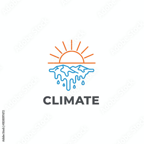 Sun Melting Mountain Climate Change Logo