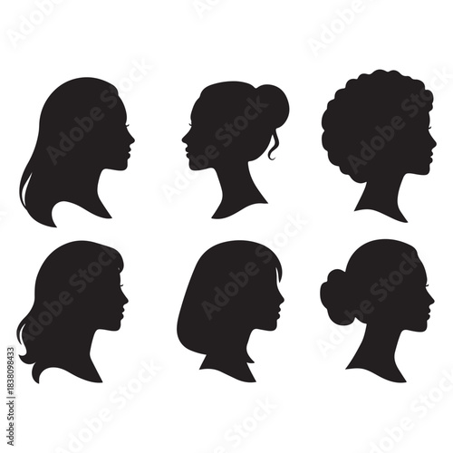 Woman heads in profile vector