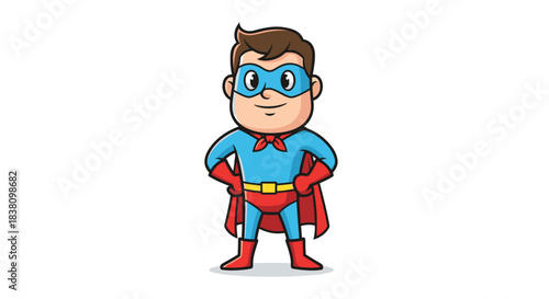 Cartoon superhero character posing proudly with hands on hips ready for action