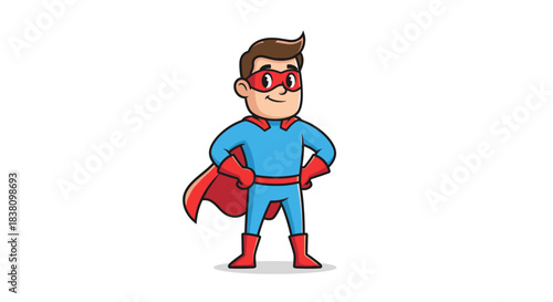 Brave superhero with confident pose ready for action and adventure against villains and protecting