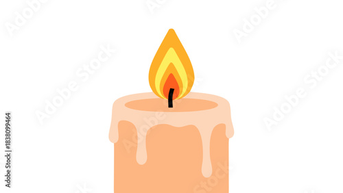 Close Up Of A Lit Orange Candle With Dripping Wax Against A Black Background With A Bright Yellow Orange Flame And Warm Glow