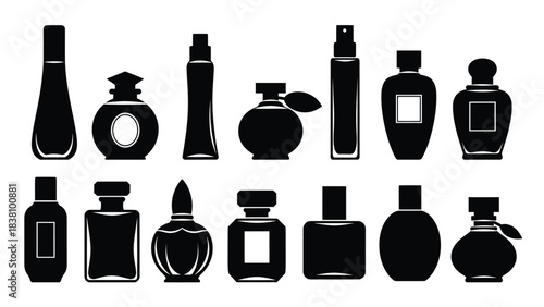 Assorted Perfume Bottles Silhouettes Black Collection