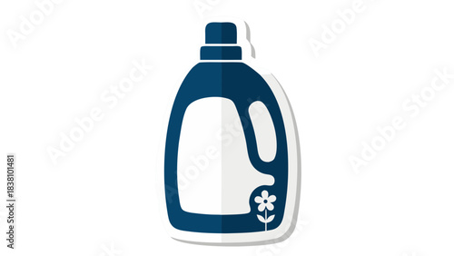 Dark Blue Liquid Laundry Detergent Bottle with White Outline Against Black Background Cleanliness Hygiene and Household Product