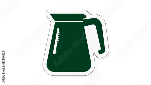 Dark Green Coffee Carafe Icon with White Outline Against Black Background Simple Minimalist Kitchenware Illustration
