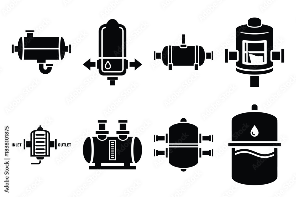 Ταπετσαρία Set of Minimalist black oil separator kitchen tool silhouette icon set