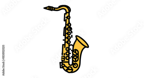 saxophone with musical notes