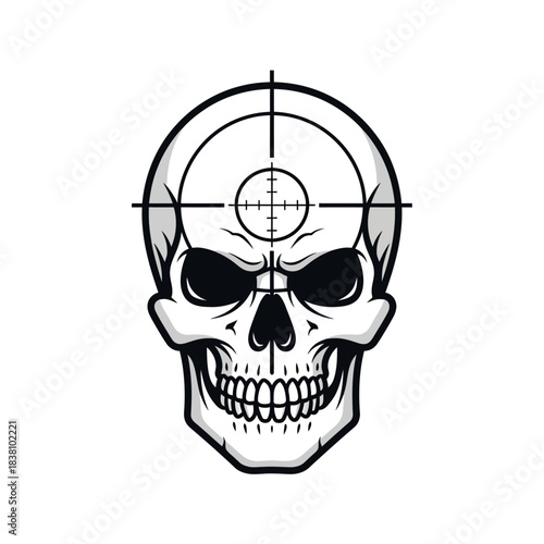 Skull with a target reticle, illustration about death, danger, and aiming for mortality