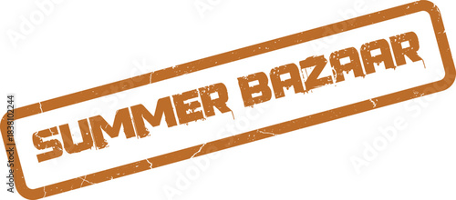 Summer Bazaar Rubber Stamp Advertising Festive Outdoor Markets and Community Shopping Events