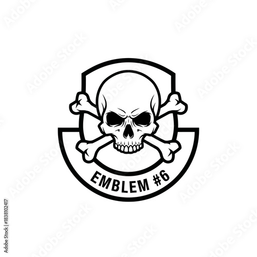 Monochromatic depiction skull and crossbones emblem signifying danger or warning