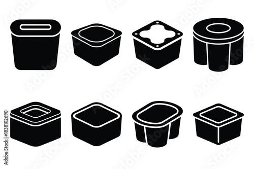 Set of Minimalist black silicone mold kitchen tool silhouette icon set