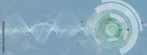 Technology and science dynamic banner or header. Connected neural network