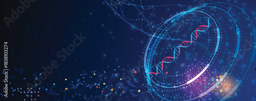 Technology and science dynamic banner or header. Connected neural network