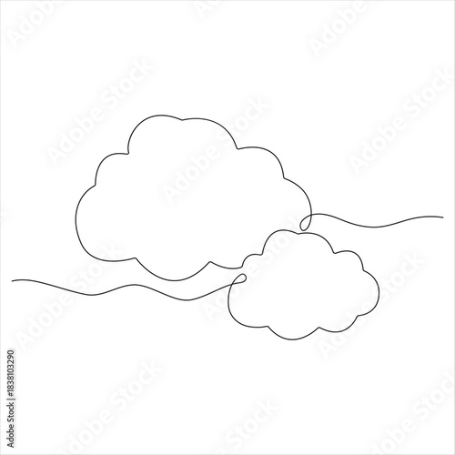 Continuous one line drawing of cloud sky isolated vector illustration