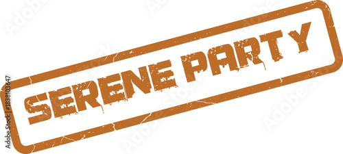 Serene Party Rubber Stamp Expressing Peaceful Celebrations and Joyful Gatherings with Vintage Appeal