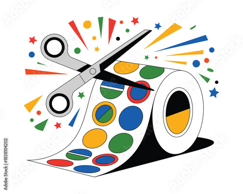 Cutting Out Colorful Circles From a Roll with Festive Confetti