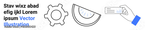 Technology, identity verification, agriculture, food logistics, minimalism, conceptual design. Black and white gear, watermelon slice hand with an ID card. Technology and identity verification