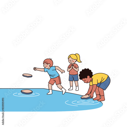 Children's playful pond adventure: a joyful splash into aquatic games and innocent fun