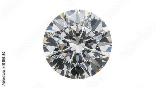 Round brilliant cut diamond PNG isolated on transparent background, gemstone for jewelry design and luxury goods