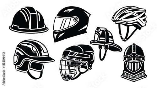 Collection of Safety and Protective Helmets helmet, safety, protection, headwear, hard