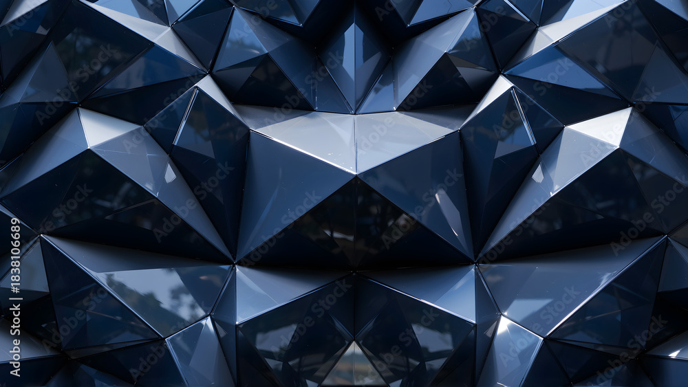 Obraz premium Ciemna geometryczna powierzchnia z trójwymiarowych faset