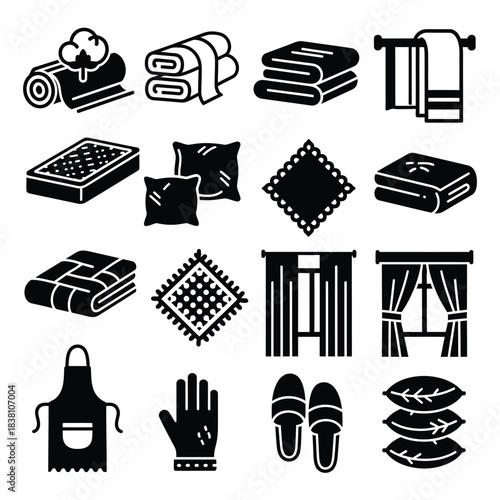 Home and Cleaning Item Silhouettes Set towel bathrobe