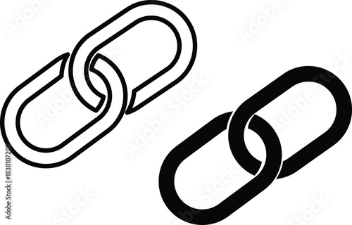 Link icon with outline and solid versions representing connection. Vector