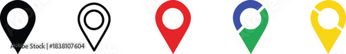 Set of diverse colorful and monochromatic map location pin icons Vector