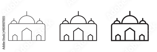 Mosque Building Icons  Outline Design Set
