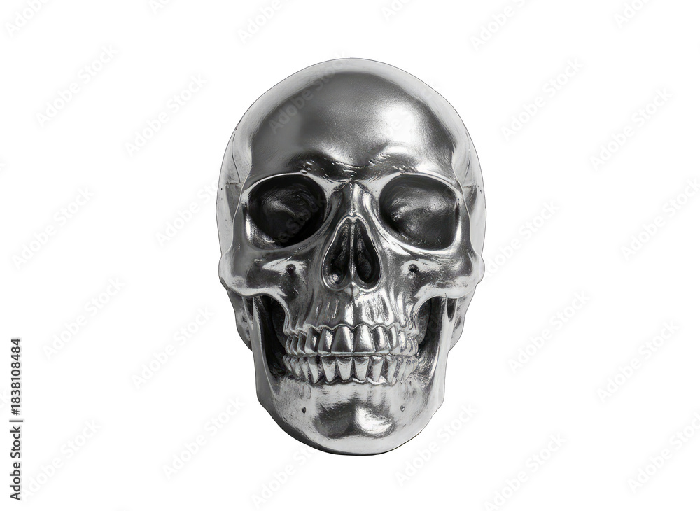 Obraz premium Silver Skull on White Background