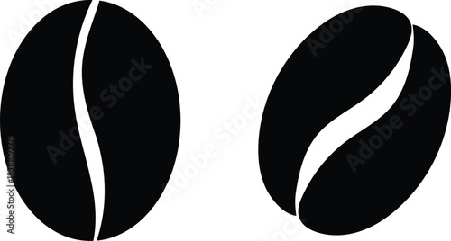 Coffee bean icon illustration set for espresso beverage design Vector