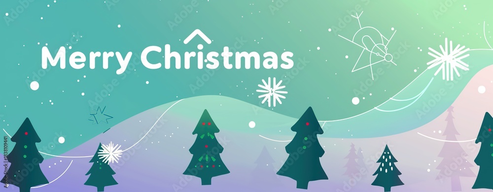 Fototapeta premium Merry Christmas and Happy New Year. Vector illustration for website banner, social media banner, greeting card, posters, covers, business and marketing