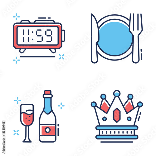 Take your hands on this amazing christmas icons in flat outline style