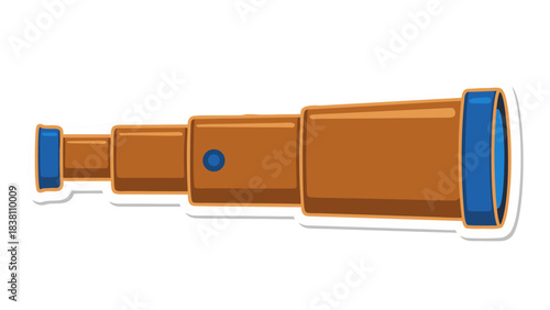 Golden Spyglass with Blue Accents for Exploration and Navigation on a Transparent Background
